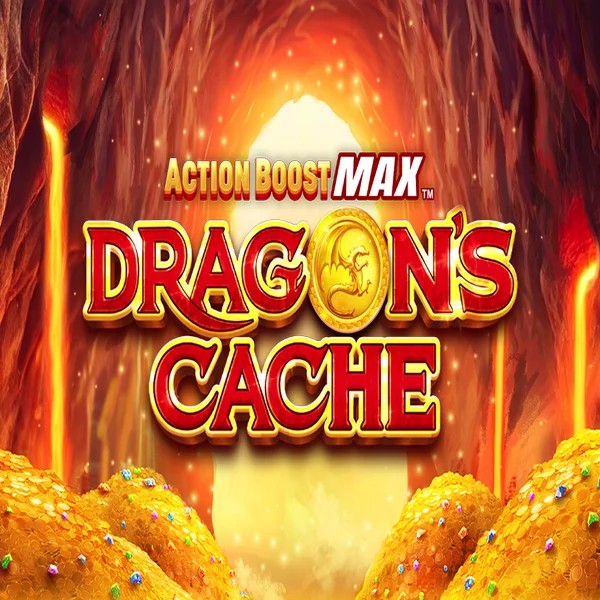 Official Slots logo: Action Boost Max Dragon's Cache by SpinPlay Games at Revolution Casino